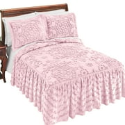 Collections Etc Mia Ruffled Textured Chenille Design Bedspread Blush Twin